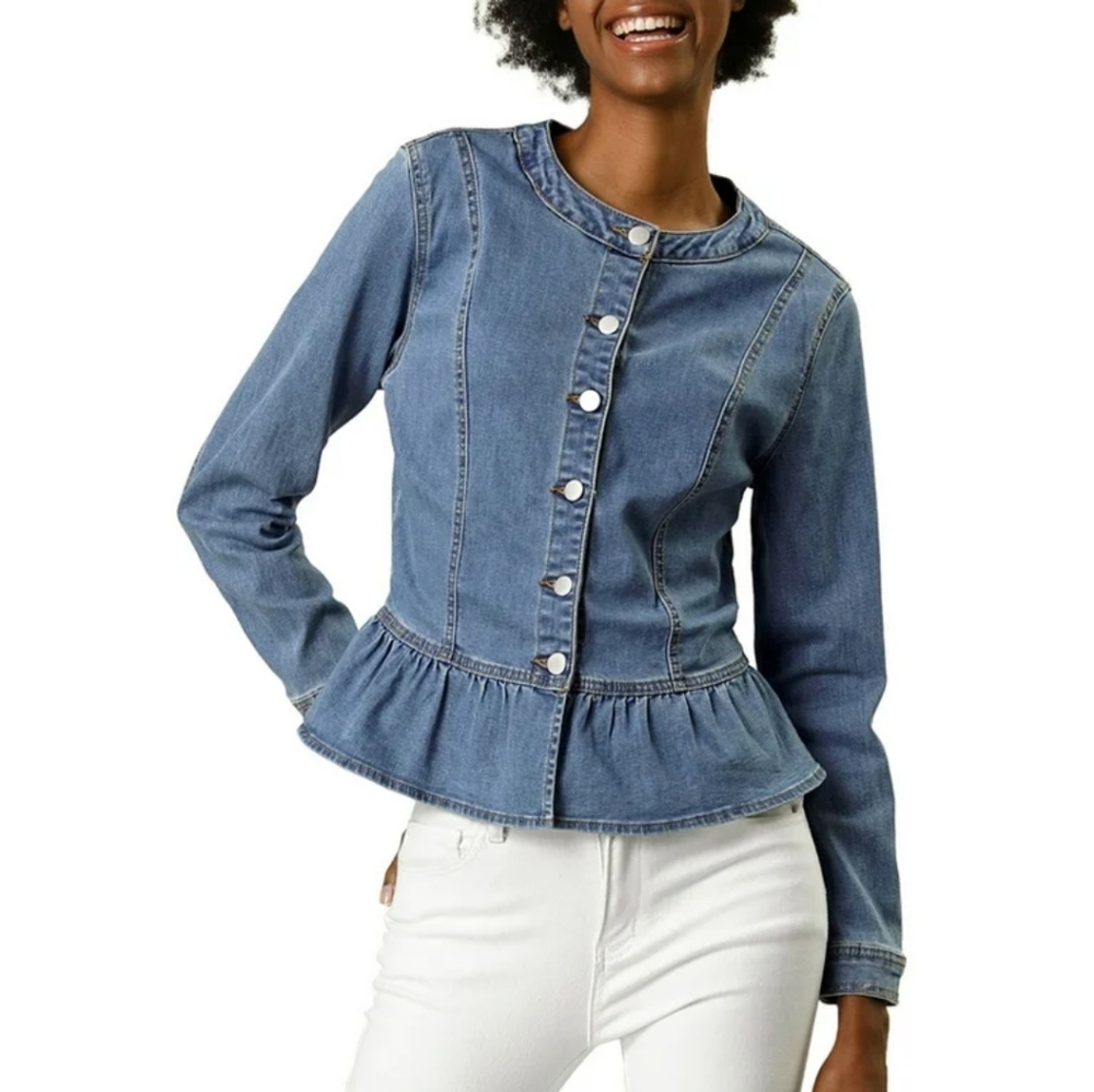 Allegra K round neck stretch jacket sz.L